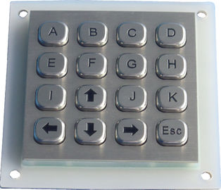 방수된 금속 키패드 도트 매트릭스 16 키를 탑재하는 후면 패널
